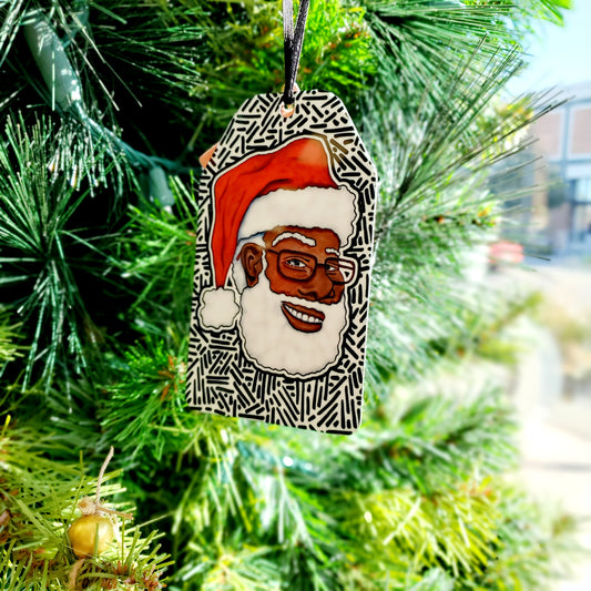 Black Santa Metal Ornament